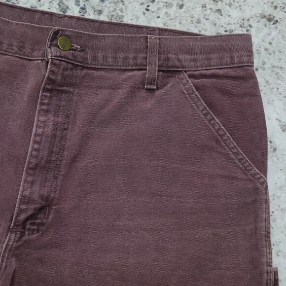 RARE Vintage Carhartt B24 BRG Burgundy Purple Carpenter Shorts 34x7.35 - Picture 10 of 12